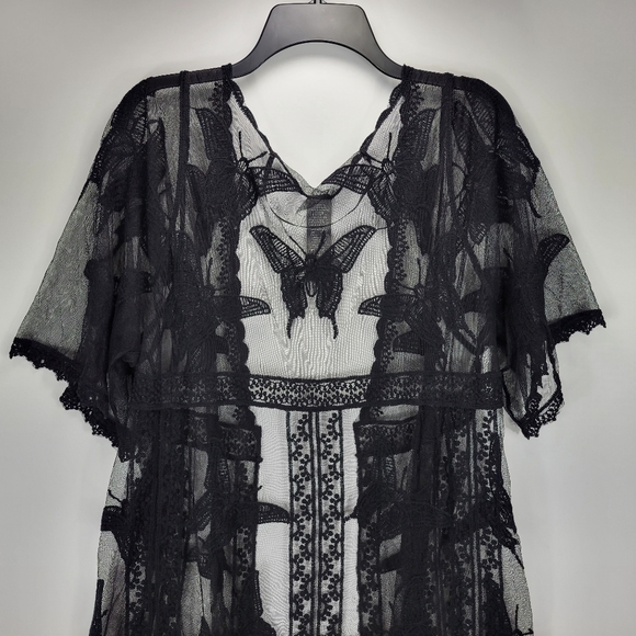 Vince Camuto Butterfly Fairy Whimsigoth Sheer Lace Duster Cardigan OS Witchy - Picture 10 of 12